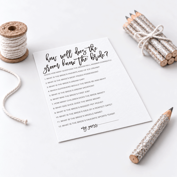 How Well Does The Groom Know The Bride Bridal Shower Game