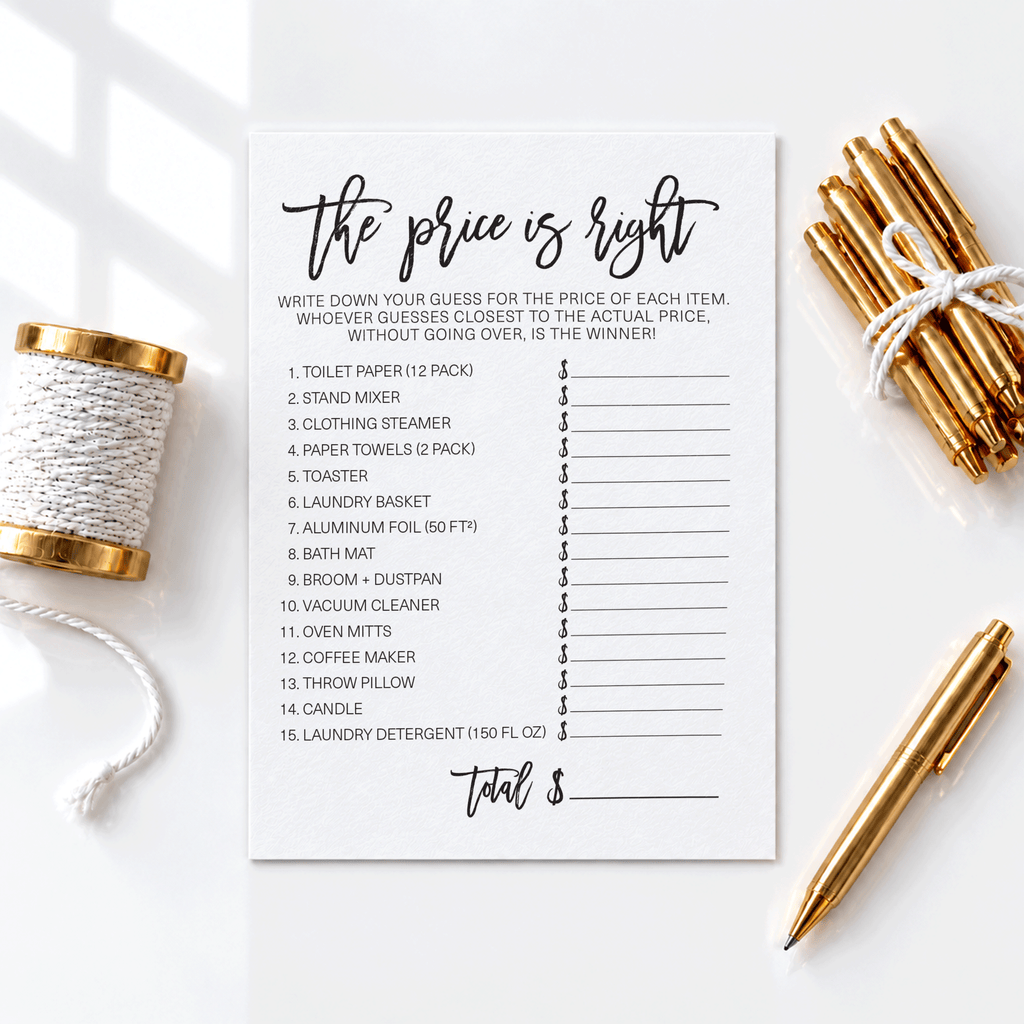 The Price Is Right Bridal Shower Game