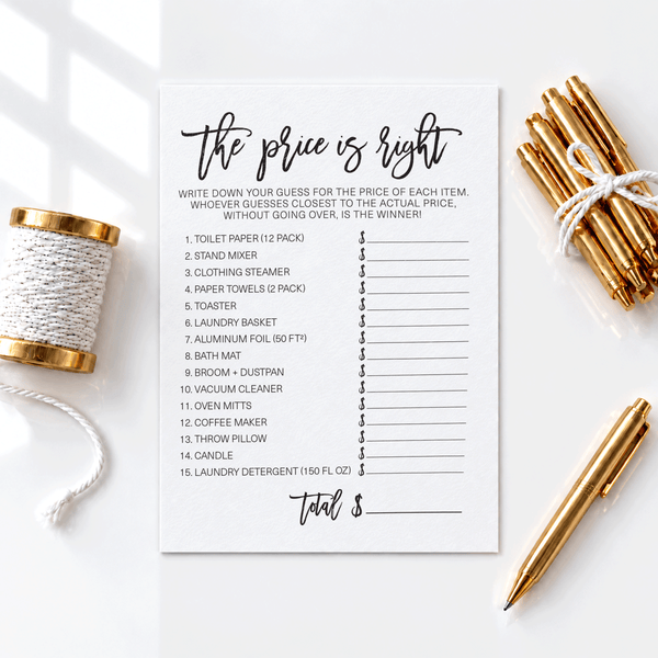 The Price Is Right Bridal Shower Game