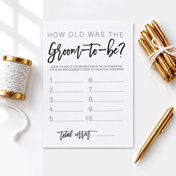 How Old was the Groom-to-be Bridal Shower Game