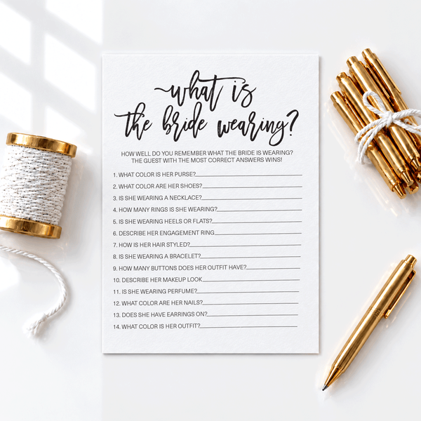 What Is The Bride Wearing Bridal Shower Game