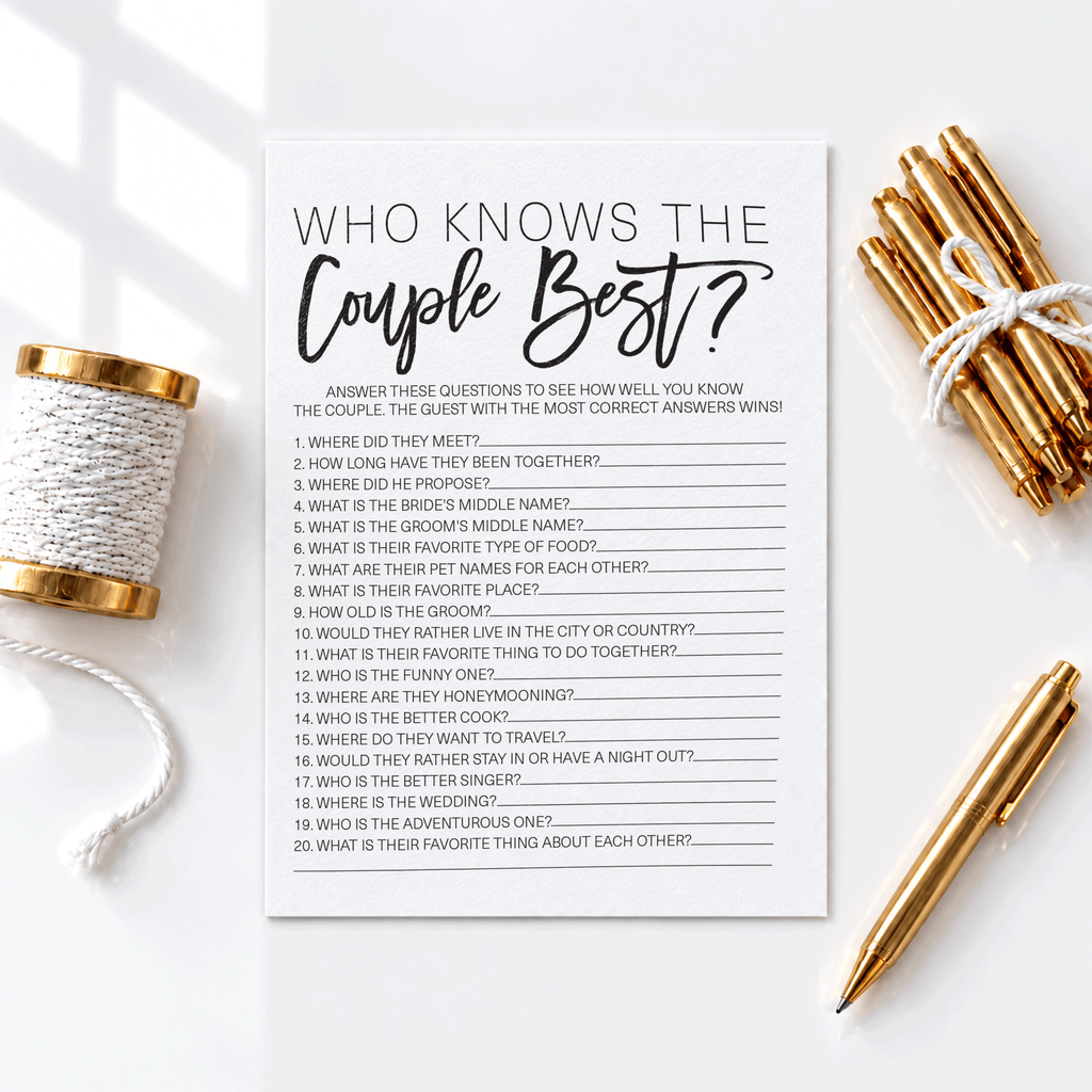 Who Knows The Couple Best Bridal Shower Game