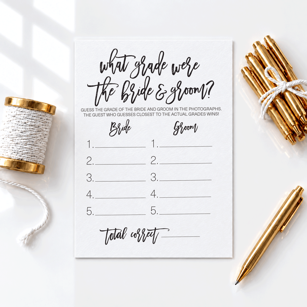What Grade Were They Bridal Shower Game