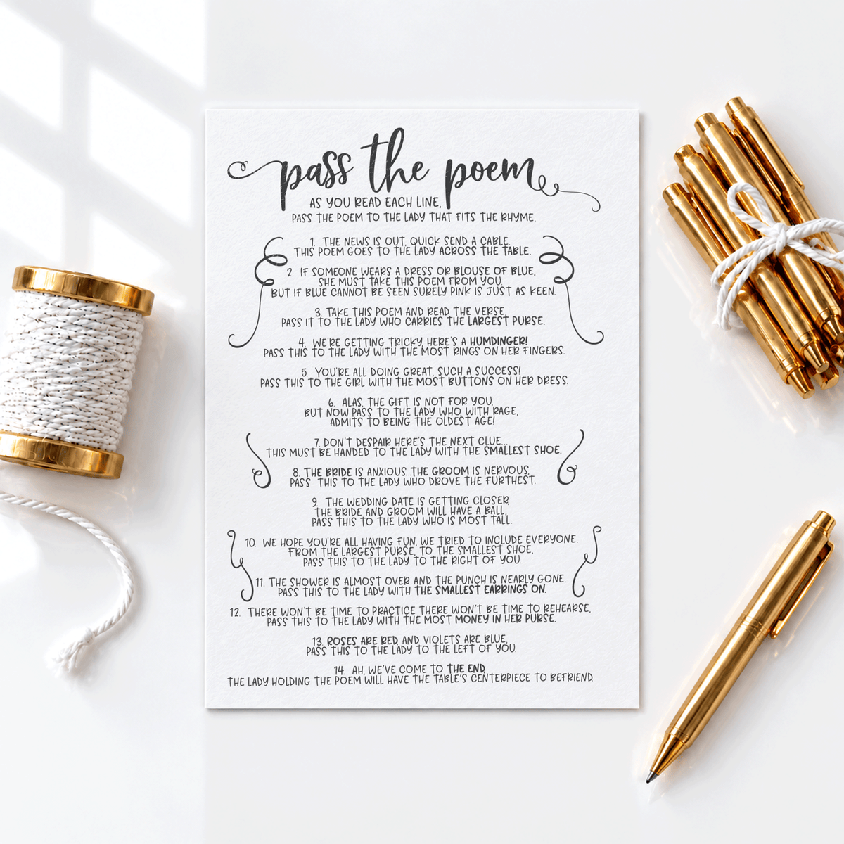 Pass The Poem Bridal Shower Game