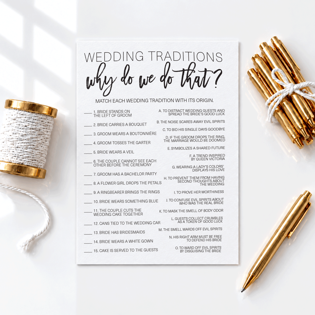 Wedding Traditions Bridal Shower Game