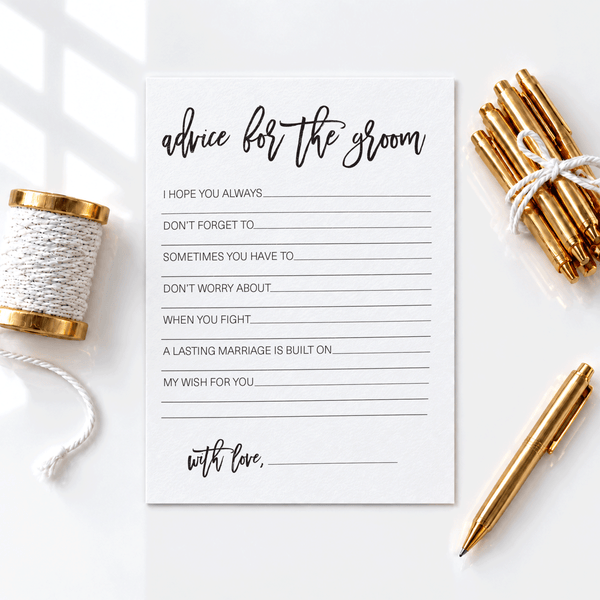 Advice for the Groom Bridal Shower Activity