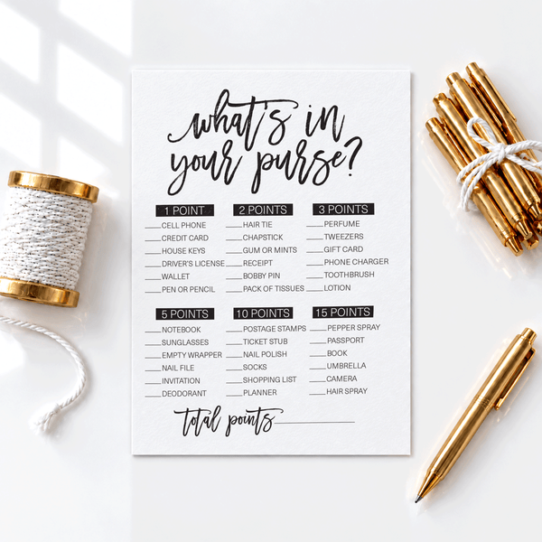What's In Your Purse Bridal Shower Game