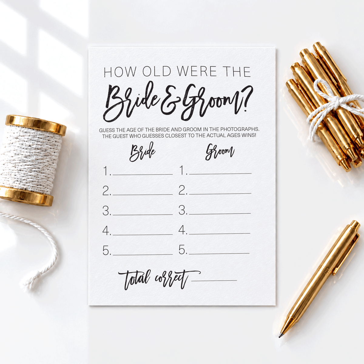 How Old Were The Bride And Groom Bridal Shower Game