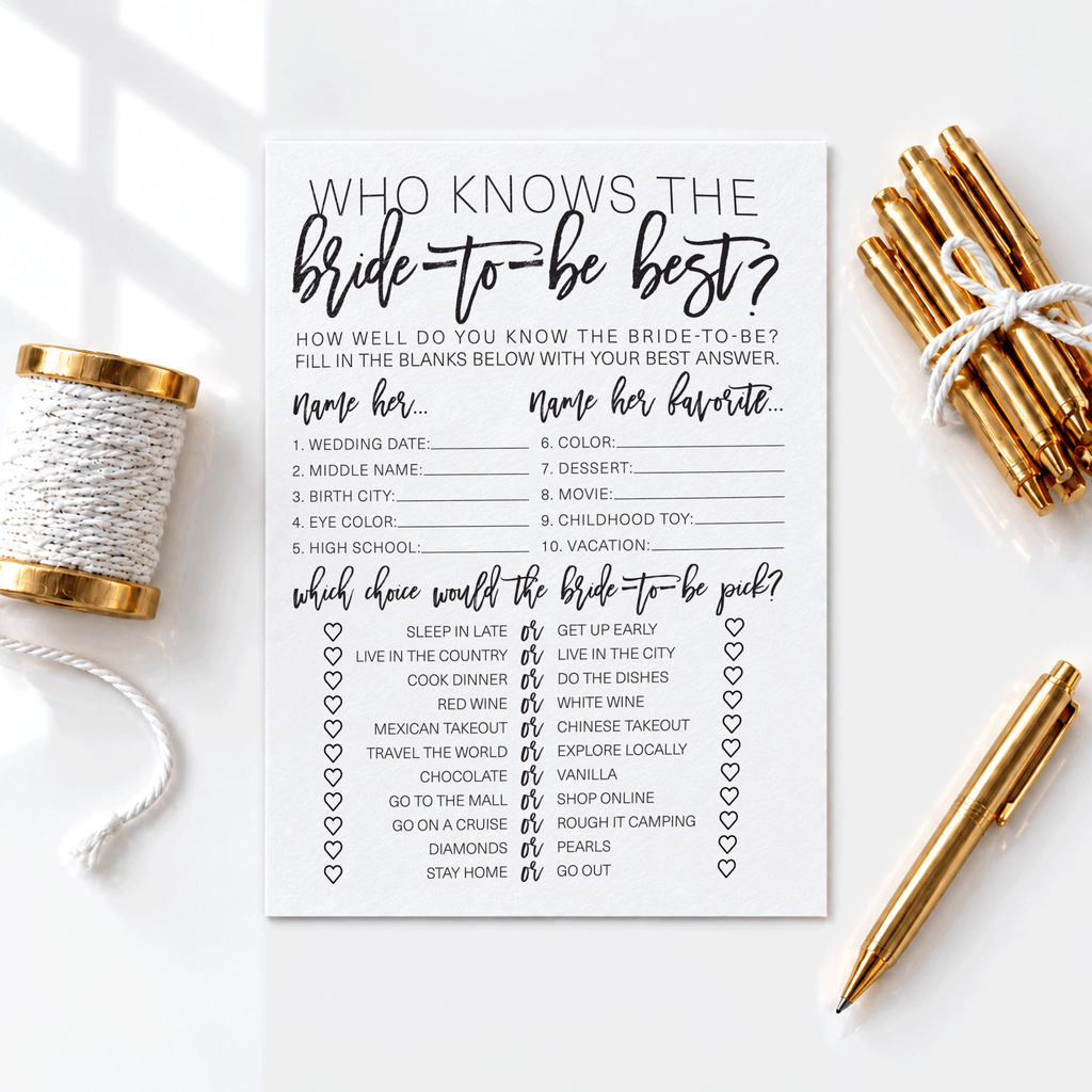 Who Knows The Bride-To-Be Best Bridal Shower Game