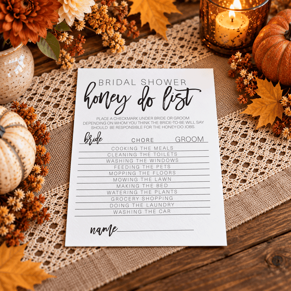 Bridal Shower Honey Do List Game