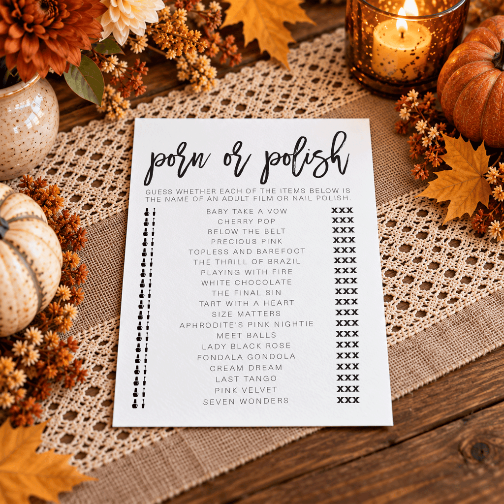 Porn Or Polish Bridal Shower Game