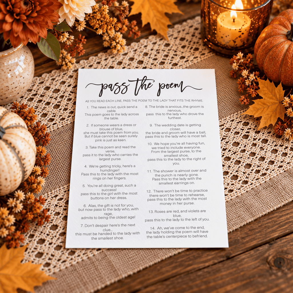 Pass The Poem Bridal Shower Game