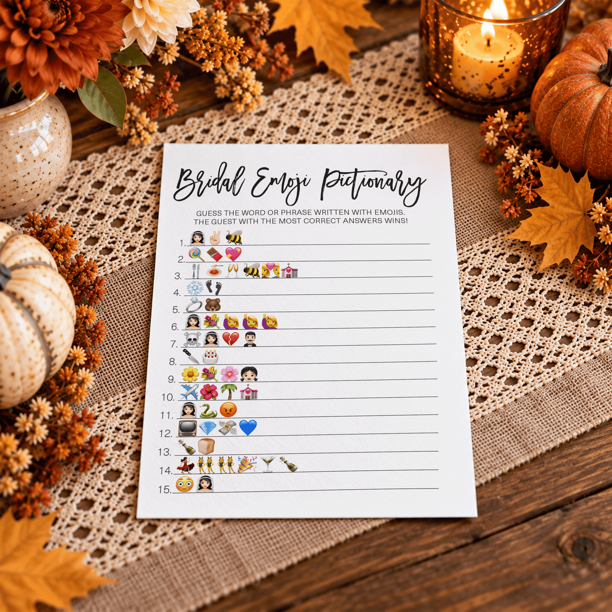 Bridal Emoji Pictionary Bridal Shower Game