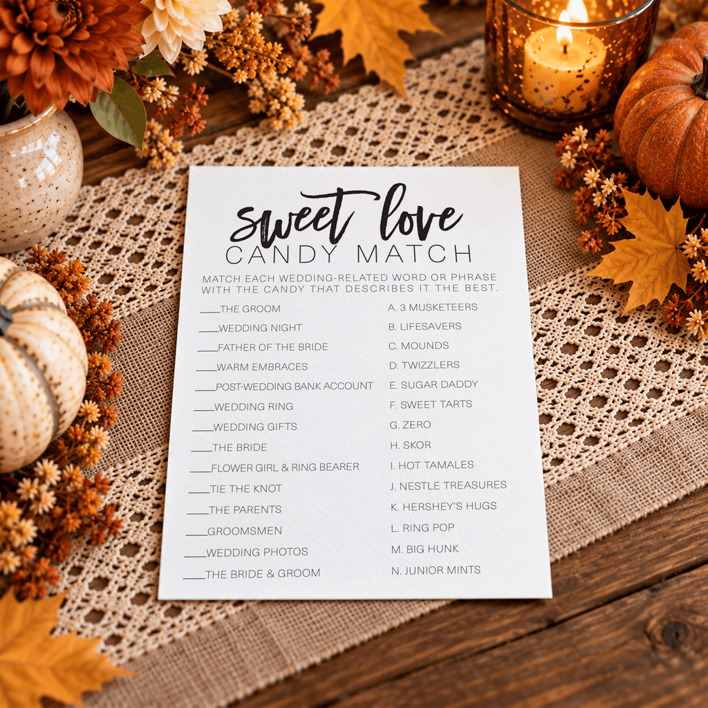 Sweet Love Candy Match Bridal Shower Game
