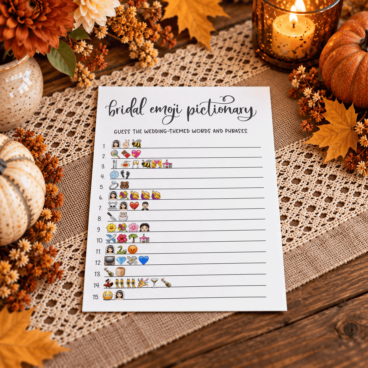 Bridal Emoji Pictionary Bridal Shower Game