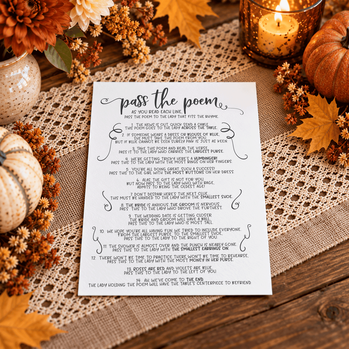 Pass The Poem Bridal Shower Game