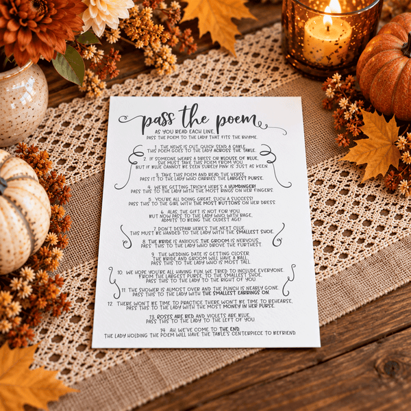 Pass The Poem Bridal Shower Game