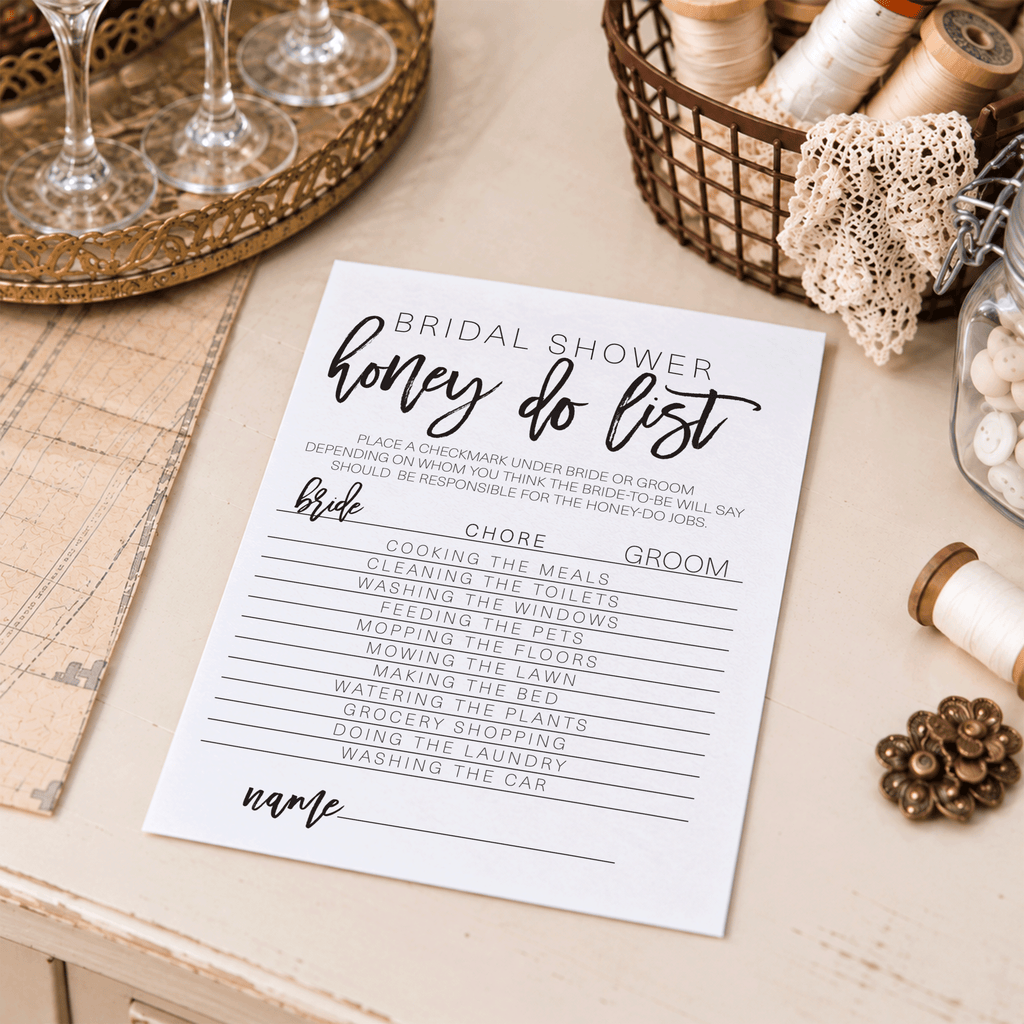 Bridal Shower Honey Do List Game