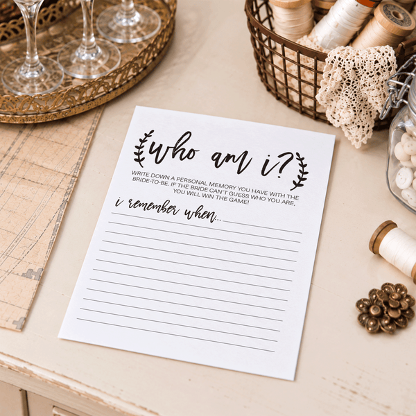 Who Am I Bridal Shower Game