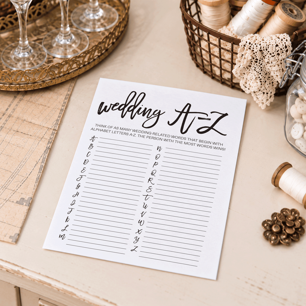 Wedding A-Z Bridal Shower Game