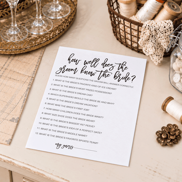 How Well Does The Groom Know The Bride Bridal Shower Game