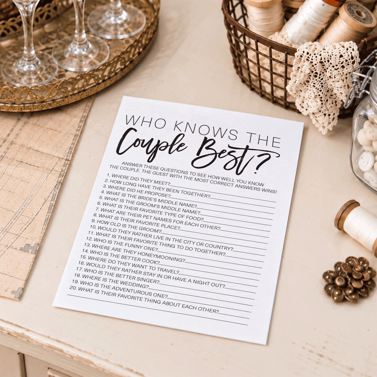Who Knows The Couple Best Bridal Shower Game