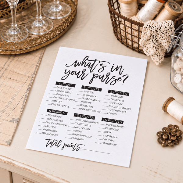What's In Your Purse Bridal Shower Game