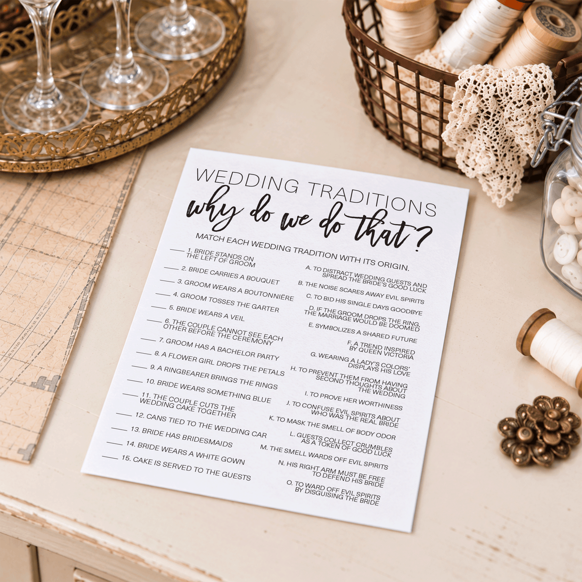 Wedding Traditions Bridal Shower Game