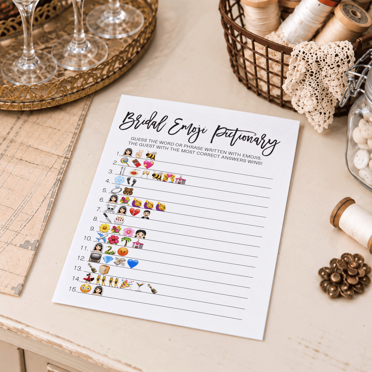 Bridal Emoji Pictionary Bridal Shower Game