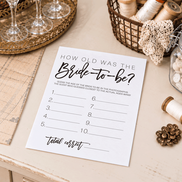 How Old was the Bride-to-be Bridal Shower Game