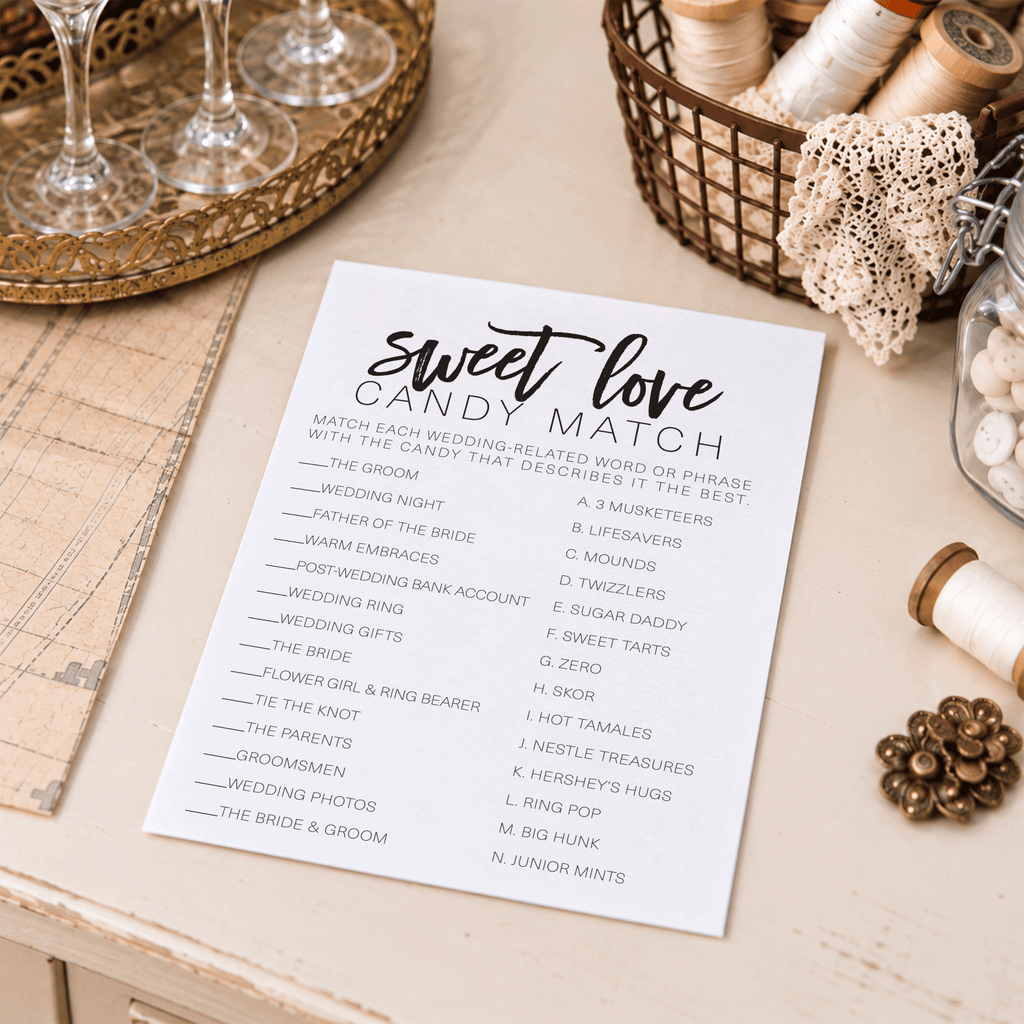 Sweet Love Candy Match Bridal Shower Game
