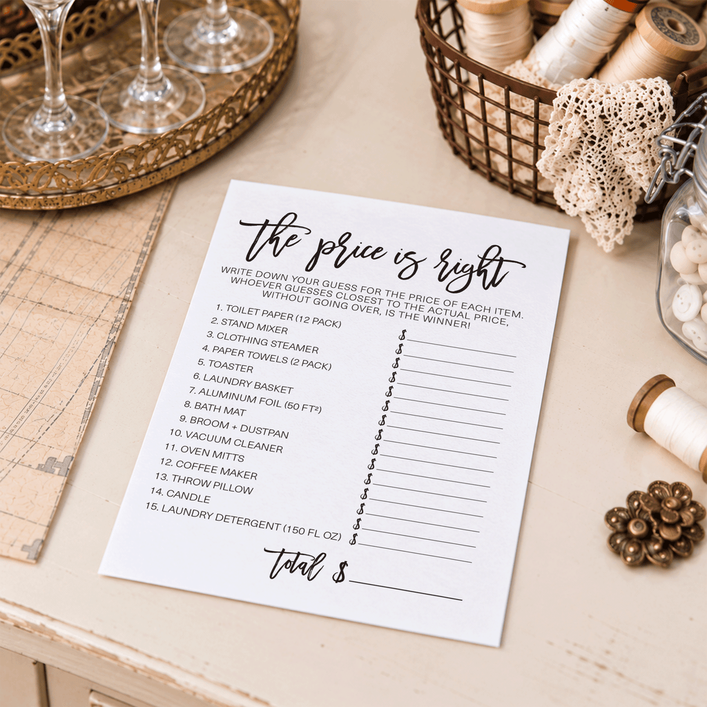 The Price Is Right Bridal Shower Game