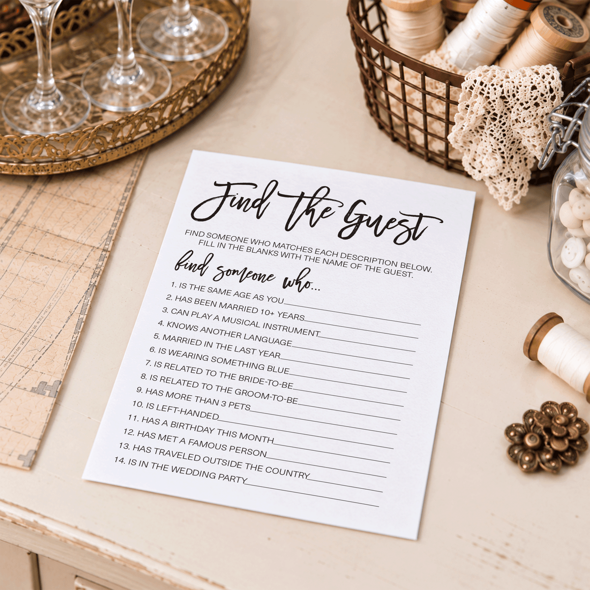 Find The Guest Bridal Shower Game