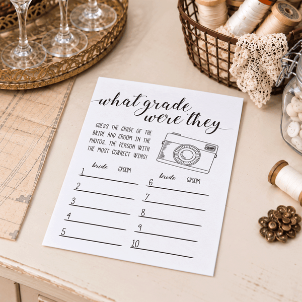 What Grade Were They Bridal Shower Game