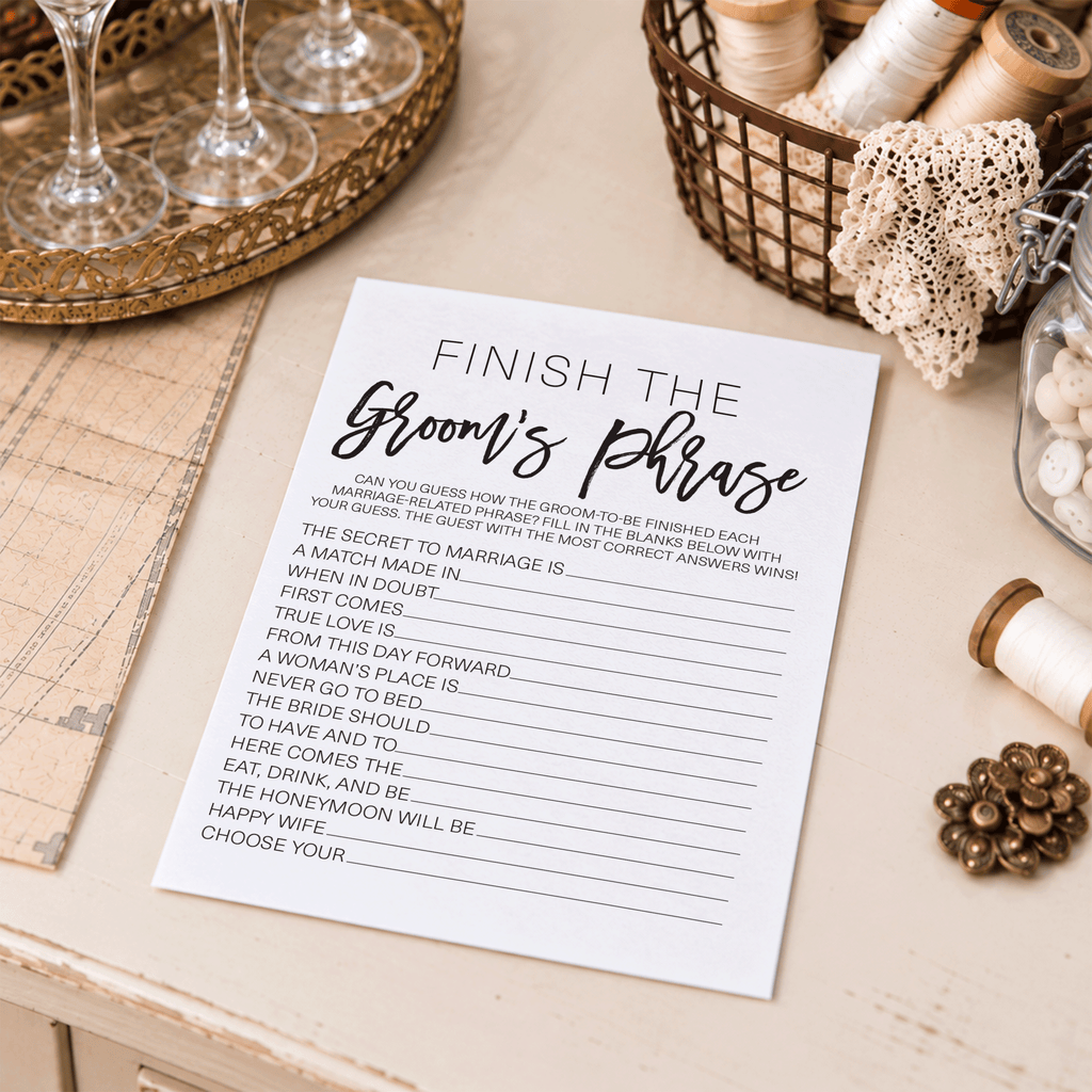 Finish the Groom's Phrase Bridal Shower Game