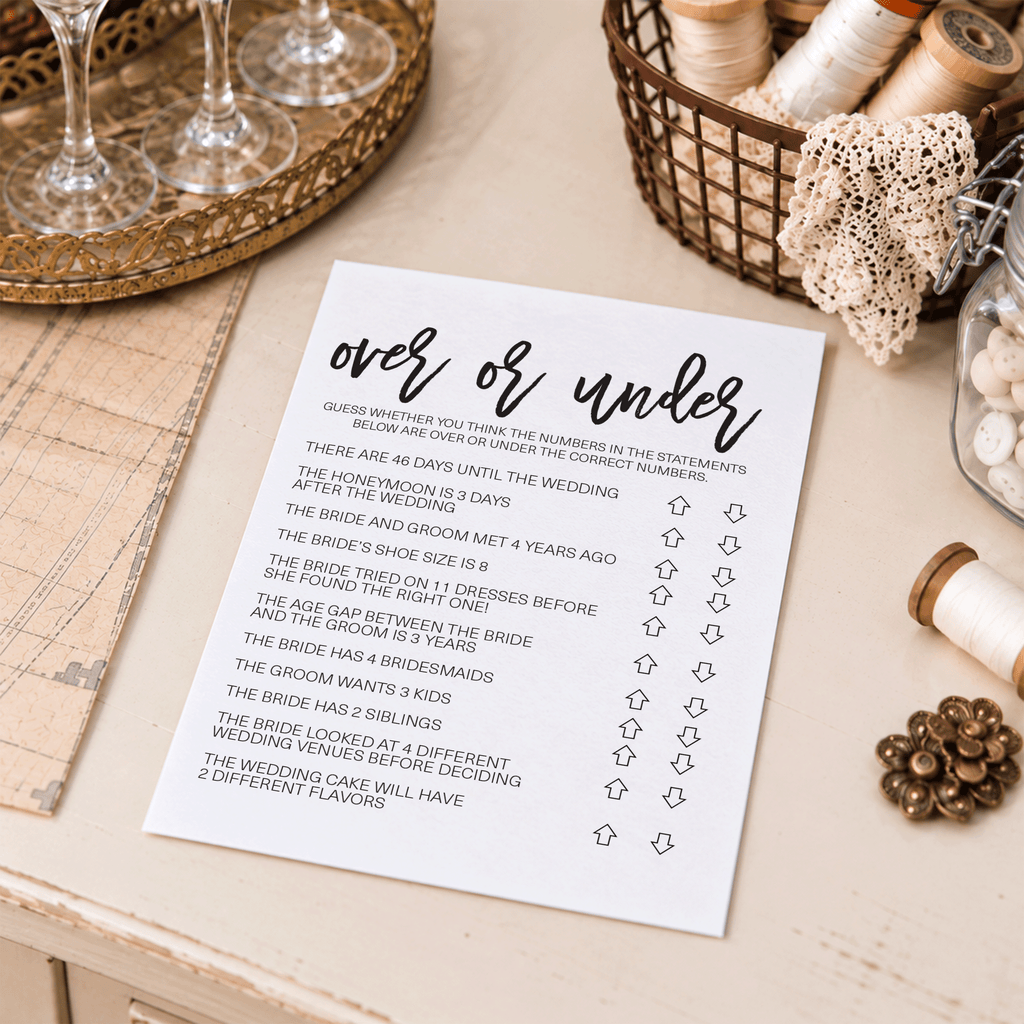 Over or Under Bridal Shower Game