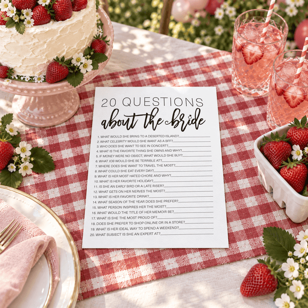 20 Questions about the Bride Bridal Shower Game