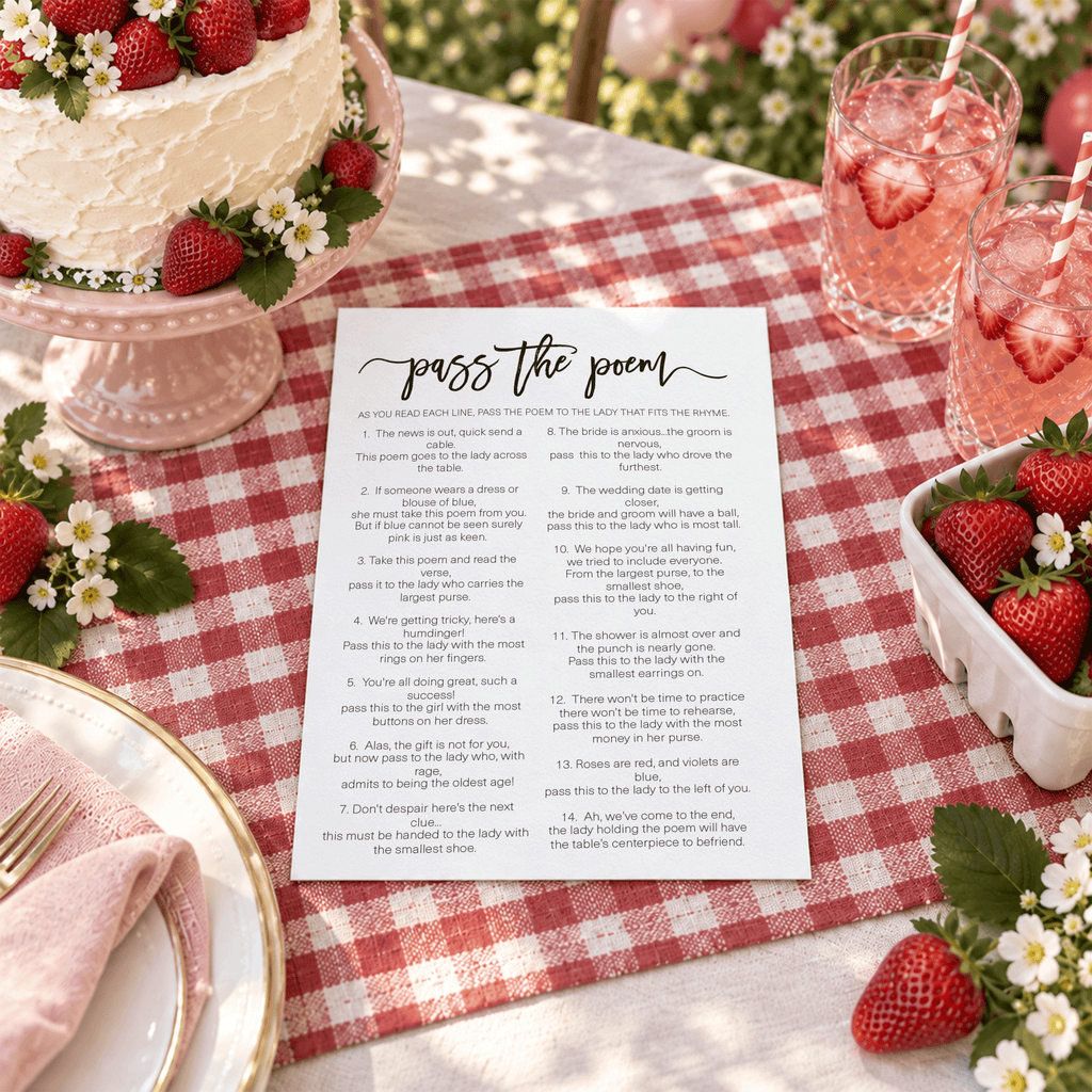 Pass The Poem Bridal Shower Game
