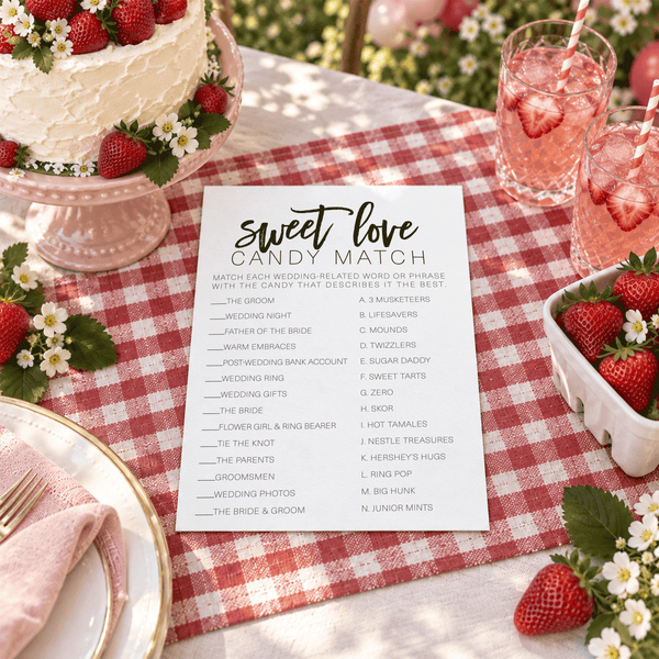 Sweet Love Candy Match Bridal Shower Game