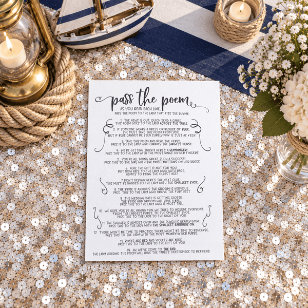 Pass The Poem Bridal Shower Game