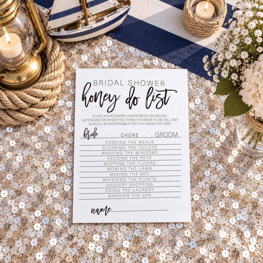 Bridal Shower Honey Do List Game