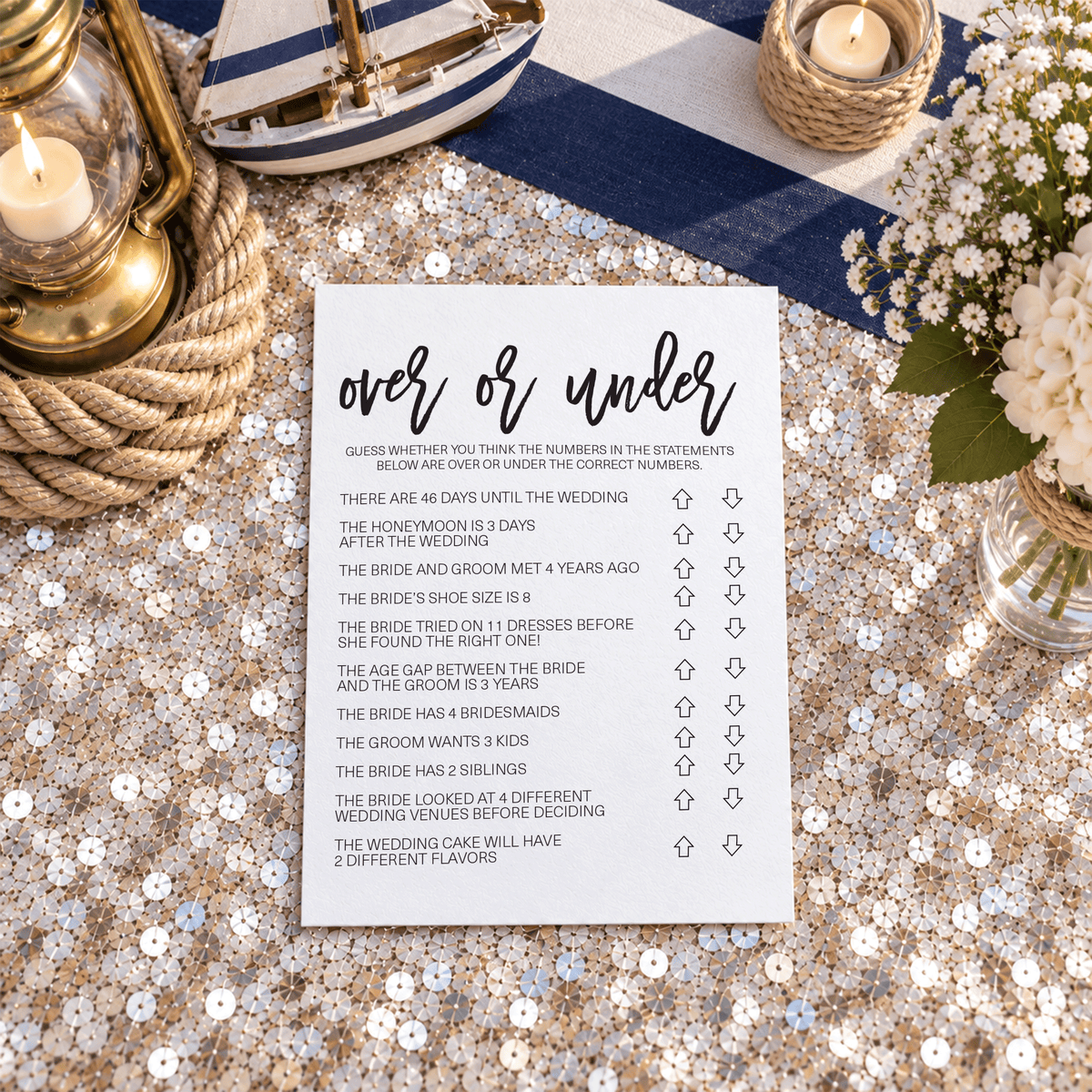 Over or Under Bridal Shower Game