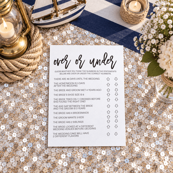 Over or Under Bridal Shower Game