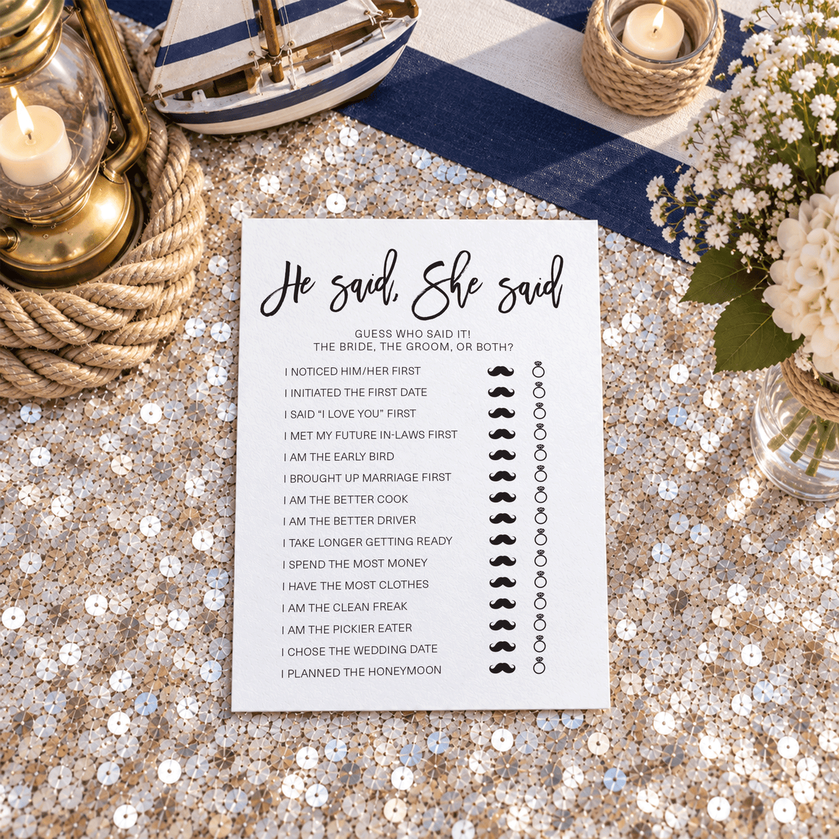 He Said She Said Bridal Shower Game