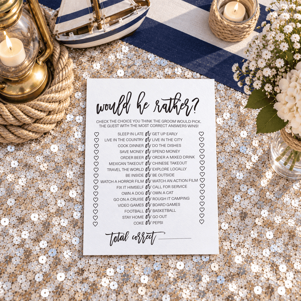 Would He Rather Bridal Shower Game
