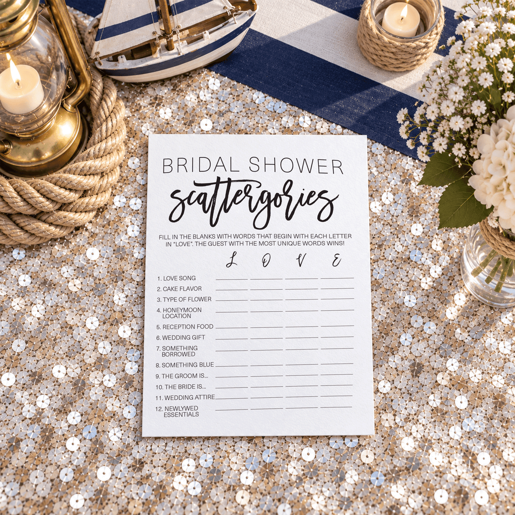 Bridal Shower Scattergories - Bridal Shower Game