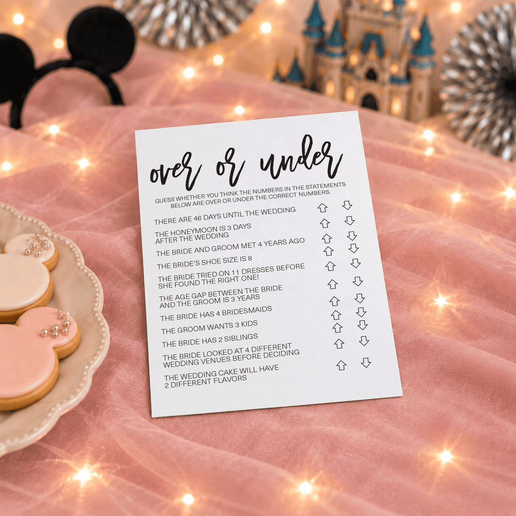 Over or Under Bridal Shower Game