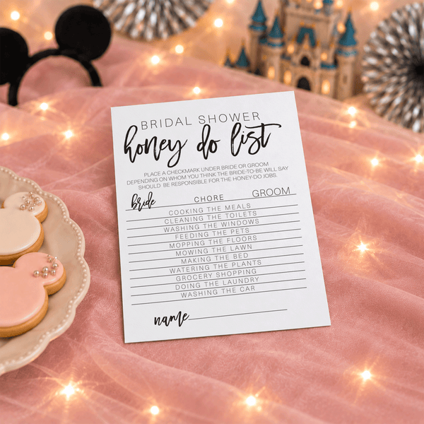 Bridal Shower Honey Do List Game