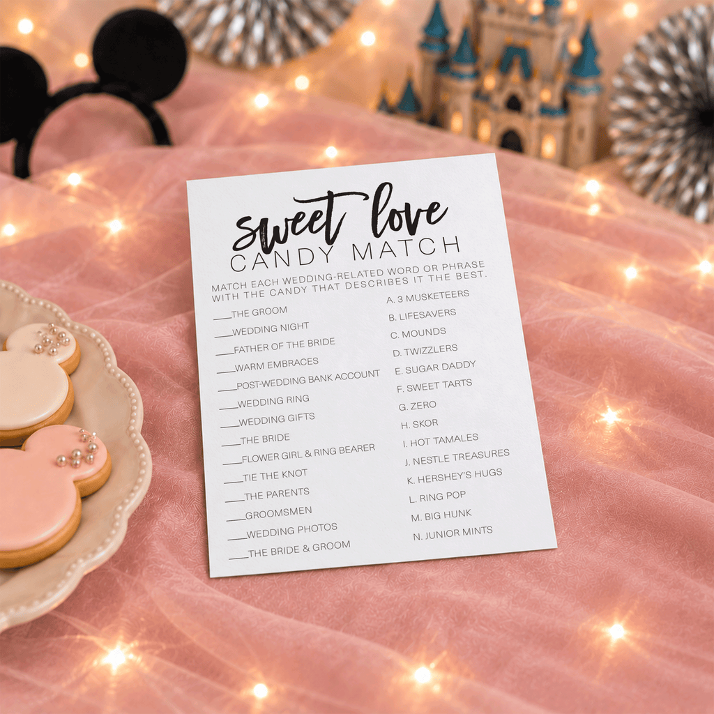 Sweet Love Candy Match Bridal Shower Game