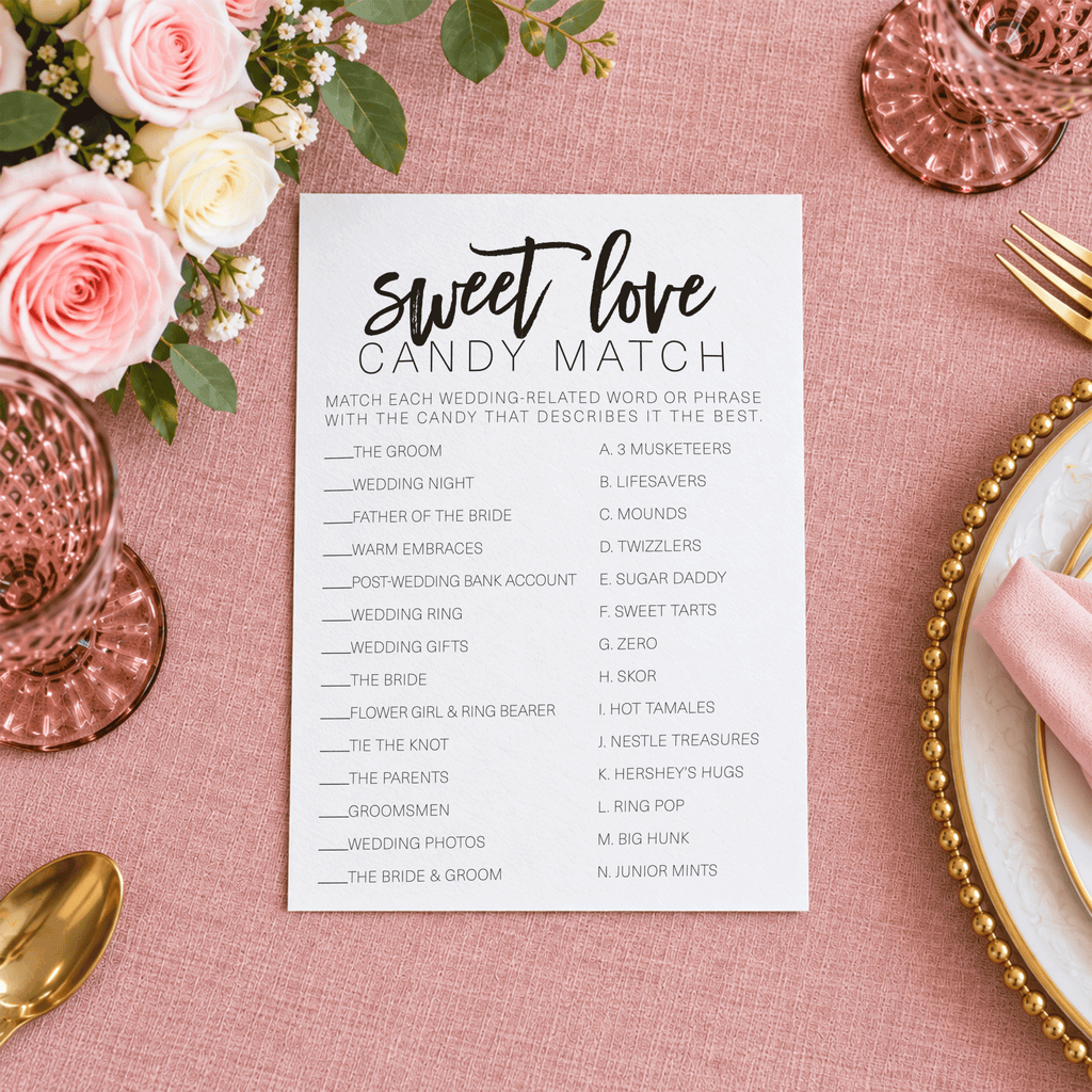 Sweet Love Candy Match Bridal Shower Game